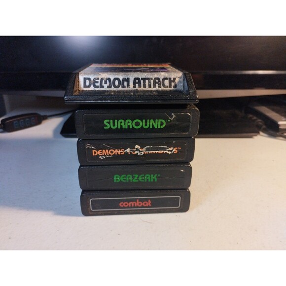 Atari 2600 Lot Of 5 Games - Tested & Work - Berzerk, Surround, Demon Attack - Picture 2 of 3